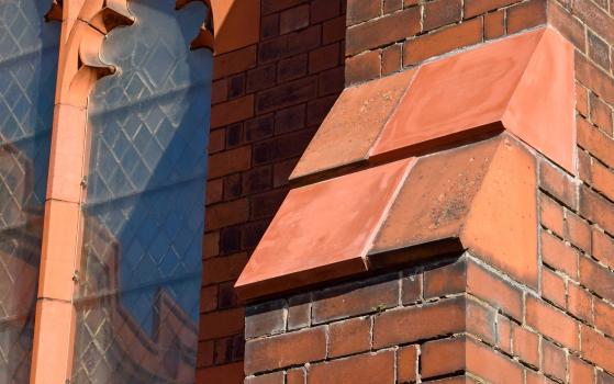 2) Care was taken to manufacture the new terracotta blocks to ensure a precision fit