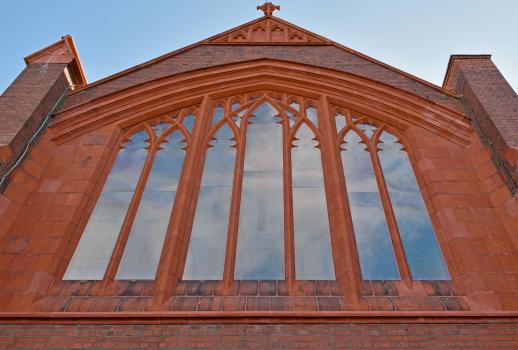 6b) St Catherine’s terracotta framed West window